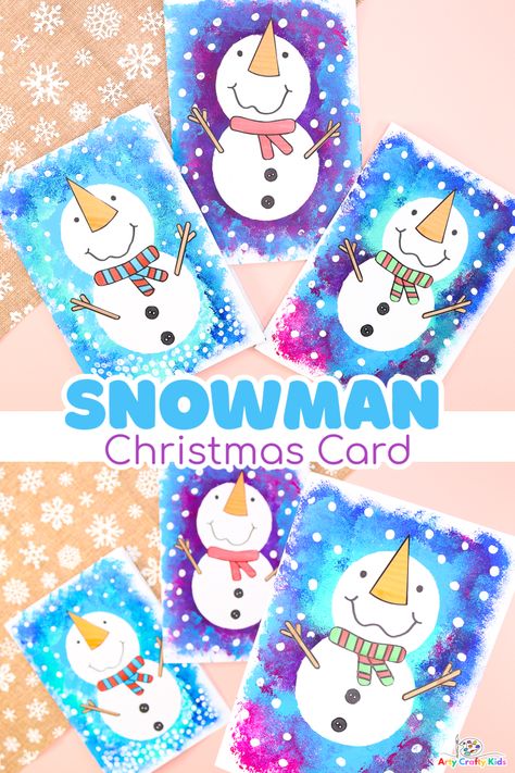 Make an adorable Snowman Christmas Card with your Arty Crafty Kids this festive season. Easy and fun for kids of all ages - complete with a printable template! Winter Painting Kids, Classroom Drawing, Handprint Christmas Cards, Christmas Stocking Ideas, Diy Christmas Stocking, Craft Stand, Snowman Christmas Card, Stocking Ideas, Handprint Christmas