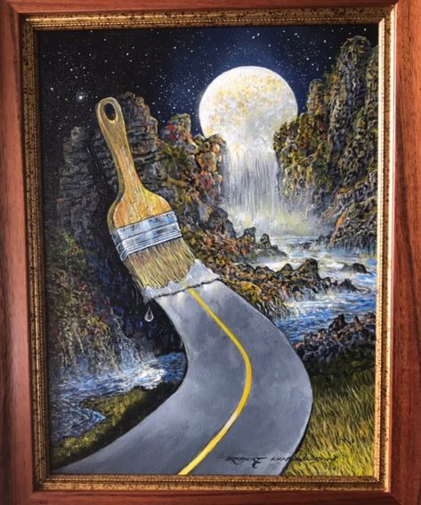 MELTING MOON by ROBERT LYN NELSON #oilpainting  SURREALISM  FANTASYART  PAINTING  VISIONARY ART  @robertlynnelson.com  #art Alex Gray Art, Gray Art, Fauna Marina, Marine Painting, Sea To Shining Sea, Magic Realism, Acrylic Pouring Art, Two Worlds, Pouring Art