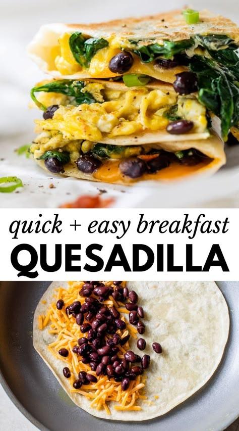 Easy Breakfast Quesadilla, Breakfast Quesadilla Recipes, Vegetarian Recipes For Beginners, Beans And Cheese, Healthy High Protein Breakfast, Mediterranean Recipes Healthy, Breakfast Quesadilla, Veggie Breakfast, Sunday Meal Prep