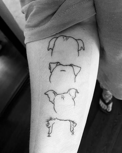 Outline Of Pet Tattoo, Two Dogs Tattoo Minimalist, Animal Ear Outline Tattoo, Pet Tattoo Minimalist, Outline Of A Dog Tattoo, Minimalist Parent Tattoo, Dog Shilloute Tattoo, Dog Ear Tattoo Forearm, Tattoo Dog Ears Outline