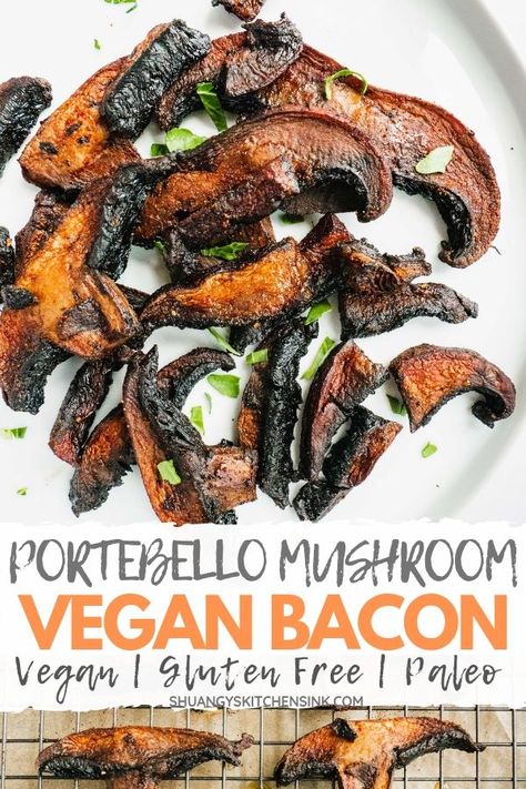 Mushroom Crisps, Vegan Bacon Recipe, Mushroom Vegan, Mushroom Bacon, Hangover Food, Bacon Mushroom, Meals Ideas, Vegan Mushroom, Healthy Paleo Recipes