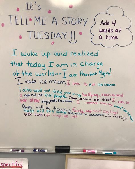 It’s Tell Me A Story Tuesday and these kids are ready to rule the world!!🙌🙌 . We love starting Tuesday mornings with this activity. Today’s… Morning Messages 5th Grade, Whiteboard Questions Tuesday, Tuesday Whiteboard Prompt, Education Thoughts, Days Of The Week Activities, Hs Classroom, Whiteboard Prompts, Whiteboard Questions, 6th Grade English