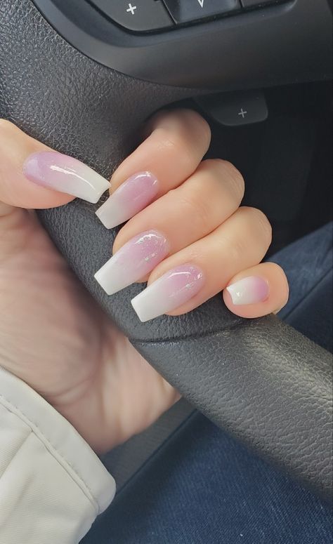 Aesthetic Pink Nails, Coffen Nails, Manicure Aesthetic, Pretty Nails Glitter, Purple Ombre Nails, Image Nails, Pretty Nail Colors, Ombre Nails Glitter, White Acrylic Nails