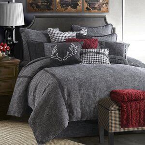 Loon Peak Annis Comforter Set | Wayfair Rustic Bedding Sets, Chic Bedding Sets, Lodge Bedding, Modern Lodge, Black Forest Decor, Chic Bedding, Full Bedding Sets, Bedding Sets Online, Luxury Bedding Set