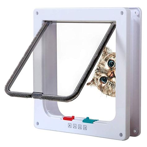 Amazon.com : Rikounan Cat Door with 4 Way Locking, Quiet Pet Doors for Cats, Large Cat Doors for Interior Exterior Doors, Easy Installation Premium Cat Flap Door for Cats Small Dogs : Pet Supplies Cat Doors, Cat Gate, Quiet Cat, Space Food, Cat Flap, Interior Exterior Doors, Pet Doors, Pet Door, Cat Door