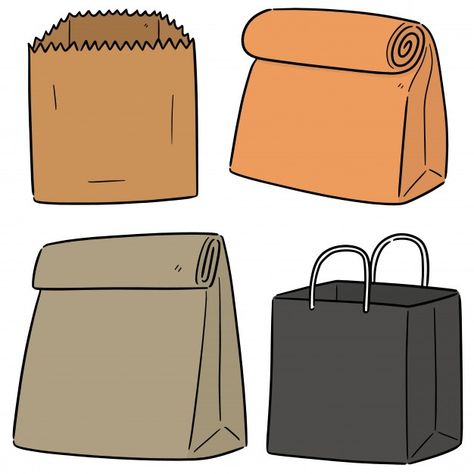 Bag Doodle, Box Drawing, Pouch Design, Illustration Art Design, Reference Drawing, Paper Gift Bags, Premium Vector, Line Art, Paper Bag