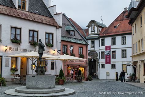 Füssen is the ending point (or starting point, in our case) for one of Germany's most famous drives- the Romantic Road. It's a picturesque town with colourful architecture, charming old town squares and even a hilltop castle.Füssen is not only beautiful, it has a lengthy history dating… Colourful Architecture, Fussen Germany, Luxury Restaurant Interior, Peregrine's Home For Peculiars, Romantic Road, Zen Garden Design, Trip To Europe, Home For Peculiar Children, Travel Things