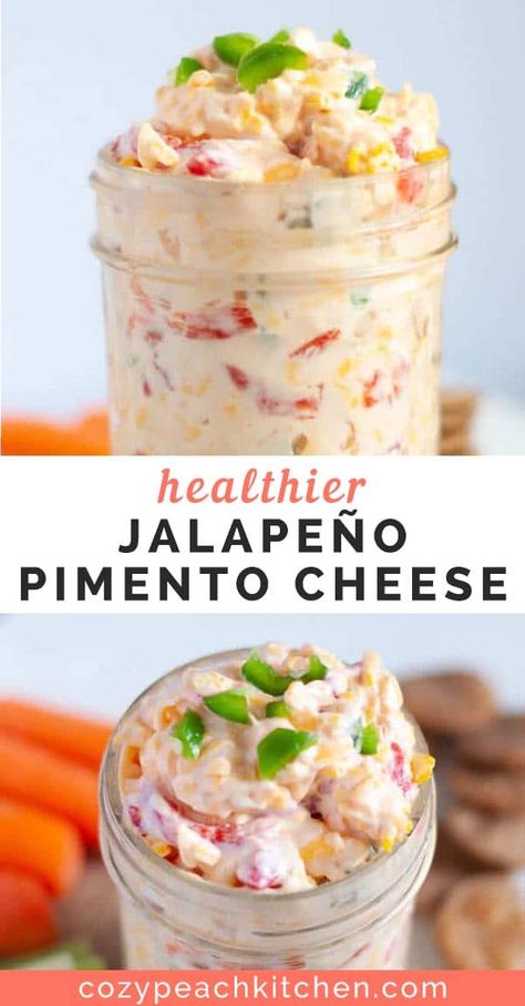 Jalapeno Pimento Cheese Recipe, Jalapeno Pimento Cheese, Vegetarian Snacks Easy, Pimento Cheese Recipe, Pimento Cheese Spread, Peach Kitchen, Pimento Cheese Recipes, Easy Vegetable Side Dishes, Delicious Salad Dressings