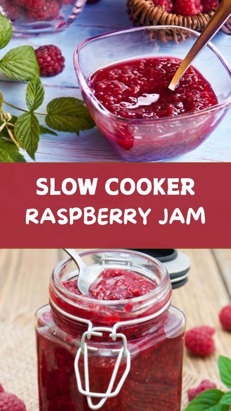 Slow Cooker Raspberry Jam Jam With Frozen Fruit, Raspberry Butter, Raspberry Freezer Jam, Dark Chocolate Desserts, Brie Puff Pastry, Crockpot Chicken And Dumplings, Breakfast Crockpot Recipes, Slow Cooker Breakfast, Frozen Raspberries