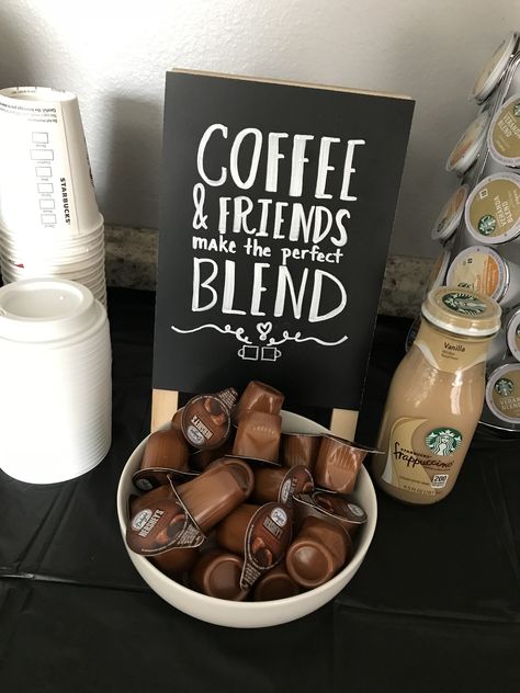 Coffee Birthday Theme Ideas, Coffee Theme 1st Birthday, Coffee Decorations Party, Coffee Birthday Party Ideas, Coffee Themed Party Birthday, Birthday Coffee Bar, Graduation Coffee Bar Party Ideas, Coffee Themed Graduation Party, Coffee Bar Ingredients