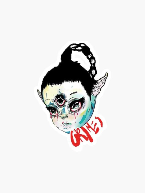 "Grimes Art Angels" Sticker by soymite | Redbubble Grimes Cover Art, Grimes Tattoo Ideas, Grimes Drawing, Grimes Art Angels, Grimes Tattoo, Grimes Wallpaper, Grimes Aesthetic, Cover Art Design, Virtual Art