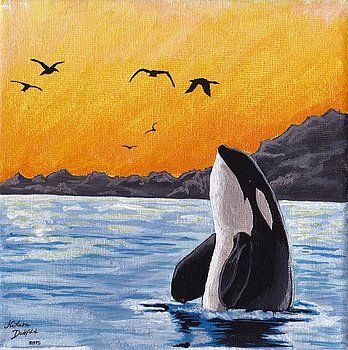 Painting Animals Easy, Animal Paintings Acrylic, Whale Painting, Cute Canvas Paintings, Canvas Drawings, Canvas Painting Designs, Simple Acrylic Paintings, Small Canvas Art, Nature Art Painting