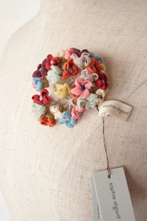 Sophie Digard, In Her Studio, Crochet Wool, Bright Pastels, Embroidery On Clothes, Handcrafted Accessories, Textile Jewelry, Women Artisans, Delicate Necklace