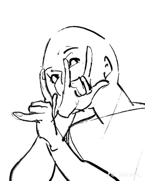 Awkward Drawing Poses, Mean Profile Picture, Person Grabbing Head Reference, Rubbing Temples Pose, How To Draw Someone Bending Over, Catch These Hands, Holding Head In Hands Reference, Hand Leaning On Face, Photo Booth Drawing Reference