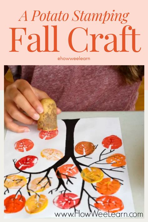 Oh, the good old potato stamp��—it's been a while, but we are back at it! I can't for the life of me remember why we haven't done this craft in so long. It was so fun, perfect for all 4 of my kids (um... and Mama, too), and they turned out so pretty. Just before Potato Painting Stamps, Potato Painting Ideas, Potato Activity For Preschool, Potato Stamps For Kids, Potato Printing Kids, Potato Activities For Kids, Potato Crafts For Kids, Potatoe Printing, Leaf Stamp Painting