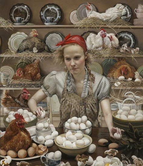 Pecking-order by Andrea Kowch Andrea Kowch, Pecking Order, Mark Ryden, Magic Realism, American Gothic, Chicken Art, Arte Animal, Pics Art, American Artists