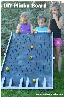 Renaissance Dad: DIY Plinko: Great for Carnivals, Birthdays, Church, or Chore Selection Diy Plinko Board How To Make, Plinko Game Diy, Diy Plinko Game, Plinko Diy, Plinko Board Diy, Diy Plinko Board, Diy Plinko, Vintage Carnival Games, Plinko Board