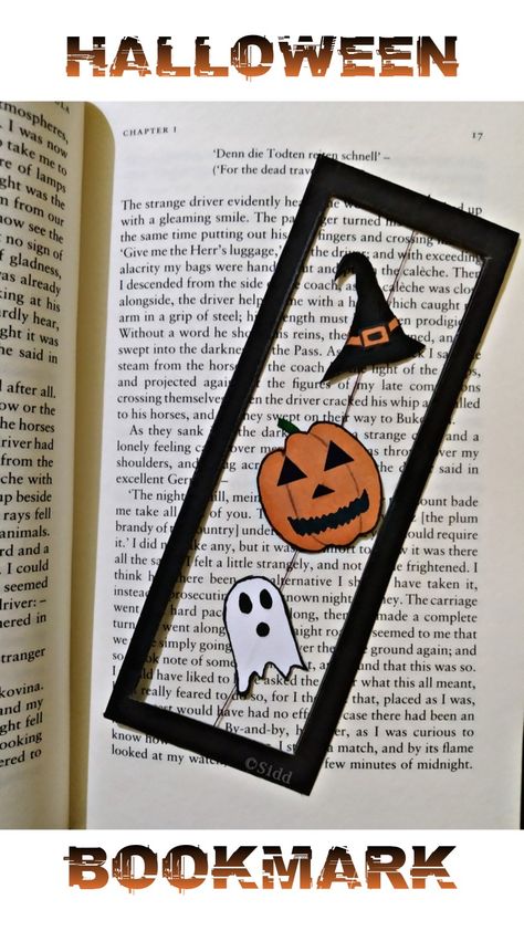 Halloween Bookmarks Diy, Halloween Book Marks, Bookmark Easy, Spooky Bookmarks, Halloween Bookmarks, Happy Halloweenie, Handmade Bookmarks Diy, Ghost Books, Creative Bookmarks