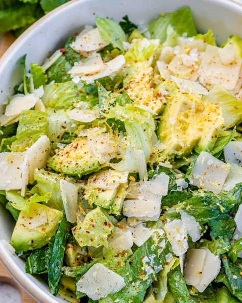 Parmesan Cheese Salad, Clean Food Crush Vegetarian, Fresh Food Recipes Clean Eating, Lemon Parm Salad, Parmesan Lemon Salad, Crunch Lemon Parmesan Salad, Herb Salads, Lemony Salad, Healthy Salads Clean Eating