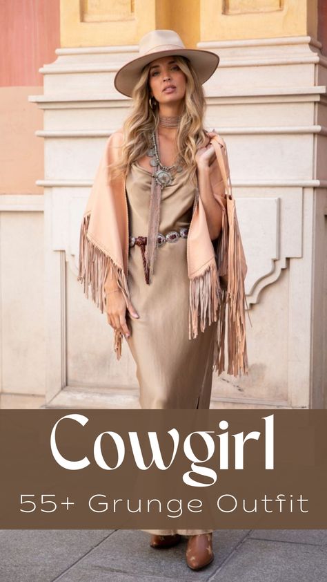 Get ready to saddle up and unleash your inner cowgirl with an edge! Western Style For Women Over 50, Luxury Cowgirl Outfits, Western Outfits Women Wedding Guest, Western Bohemian Outfits, Western Corset Outfit, Classy Cowgirl Outfits Country Chic, Grunge Western Outfits, Retro Cowgirl Outfits, Formal Cowgirl Outfits