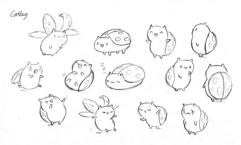 The catbugs Doodle Creatures, Rat Doodle Cute, Cute Doodles Studio Ghibli, Silly Creature Doodles, Bee And Puppycat Storyboard, Bugs Drawing, Bug Tattoo, Bravest Warriors, Sketches Easy