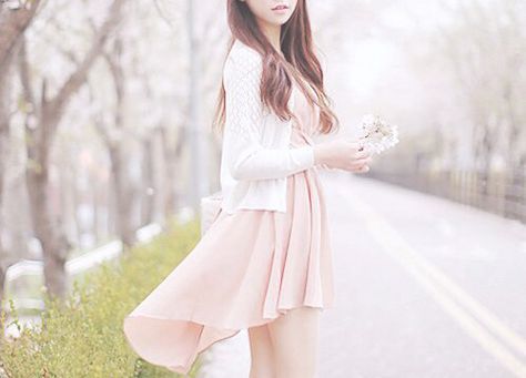 Pink Dress With Cardigan, Innocent Outfit, Pink High Low Dress, Innocent Look, Estilo Madison Beer, Korea Fashion, Dress With Cardigan, Street Style Outfit, Kawaii Fashion