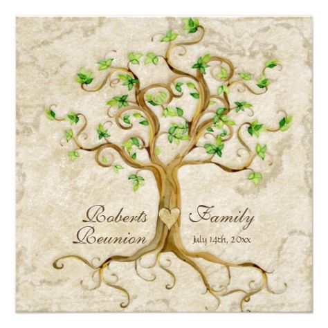 Swirl Tree Roots Antiqued Family Reunion Invite Family Reunion Name Tags, Reunion Name Tags, Family Reunion Invitations, Reunion Invitations, Family Reunion Shirts, Sharpie Marker, Tree Roots, Family Parties, Create Custom Stickers