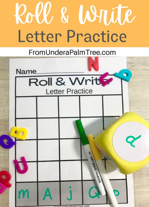 Roll and Write Letter Practice < From Under a Palm Tree Roll And Write Letters Free Printable, Roll And Write Letters, Roll And Write, Sight Word Bingo, Letter Practice, Word Bingo, Alphabet Songs, Practice Makes Perfect, Magnetic Letters