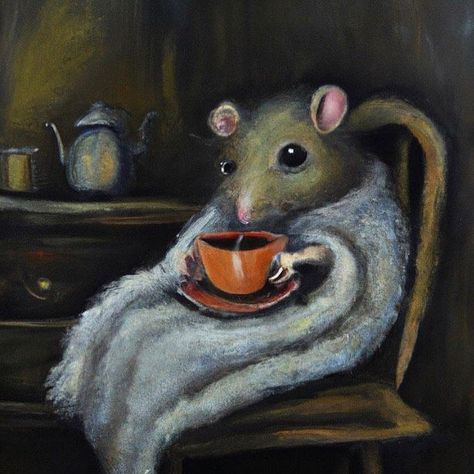 Mouse Aesthetic, Nostalgic Fall, Boho Animals, Aesthetic Bright, Animal Anime, Tea Illustration, Mouse Illustration, Basket Drawing, Field Mouse