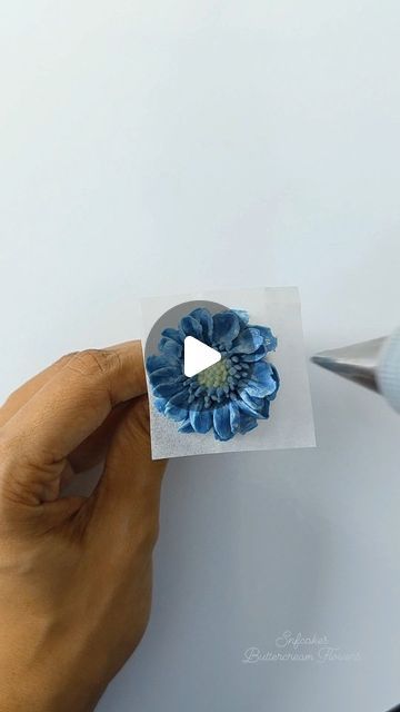 Sugar & Fl🌸ur Cakes on Instagram: ""Flowers don't tell, they show" ~ Stephanie Skeem .  A little blue flower to get you through the blues 🥲 .  .  .  .  .  .  .  .  #buttercreamflower #buttercreamflowers #buttercreamflorals #flowervideo #flowerpiping #pipingskills #pipingflowers #pipingvideo #flowercake #buttercreamtutorial #pipingtutorial #caketutorials #cakegram #videocreator #floralvibes #floralartistry #flowersofinstagram #snfcakes #bangalorebakers #cakeartistindia #buttercreamart" Blue Buttercream Flowers, Buttercream Fall Flowers Tutorial, Blue Flower Cake Birthday, Blue Flower Cake Ideas, Buttercream Anemone, Buttercream Consistency For Flowers, Piping Tutorial, Piping Flowers, Blue Icing