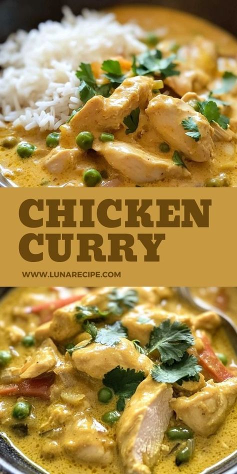 This Chicken Curry is a bold and flavorful dish, loaded with tender chicken, aromatic spices, and a rich, spicy sauce! 🍛🌶️ Perfect for those who love spice and hearty meals, this curry is easy to make and can be customized with your favorite veggies. Serve with rice or naan for a complete meal. 📌 Save this pin to create a flavorful and spicy chicken curry for your next dinner! #ChickenCurry #SpicyFood #ComfortMeals #CurryRecipes #EasyDinners #FlavorfulMeals Creamy Chicken Curry Recipe, Vietnamese Curry Chicken, Chicken Curry Recipes For Dinner, Rotisserie Chicken Curry, Easy Curry Chicken Recipes, Curry Chicken Pasta, Chicken Thigh Curry, Spicy Curry Chicken, Chicken Curry Recipe Indian