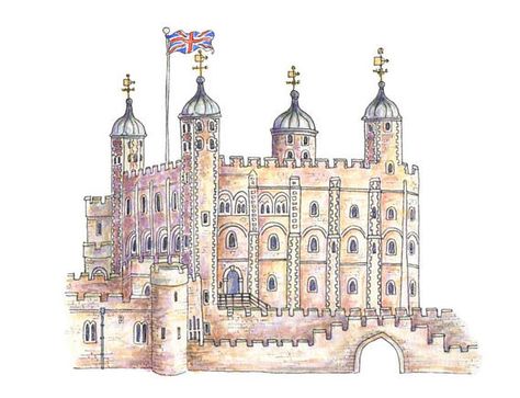 Illustrated Art Print of The Tower of London London Landmarks Illustration, London City Map, London Artwork, London Drawing, London Illustration, London Art Print, The Tower Of London, Illustrated Art, Royal Art