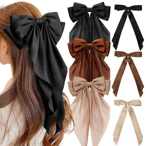 PRICES MAY VARY. TASSEL BOW DESIGN: These women's ribbon bows for hair are made in vintage French style, easy to clip in your hair and can be worn on the sides of your head, perfect for decorating twists, ponytails, pigtails and loose hair, add a touch of cuteness and elegance to your hairstyle. The cute ends and soft quality bows add a touch of cuteness and elegance to your hairstyle and make you look more charming CLASSIC VERSATILE COLORS: Our Ribbon Bow Hair Clips come in 6 colors: black, cha Ribbon Tassel, Sophisticated Hairstyles, Hairpin Accessories, Hair Bow Clip, Bow Hair Clip, Bow Clip, Bow Accessories, Chic Hairstyles, Bow Hair