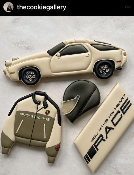 Porsche Cookies, Basketball Theme Birthday, Car Cookies, Movie Cakes, Kid Cupcakes, Sugar Cookie Royal Icing, Cars Theme Birthday Party, Porsche 928, Cutout Sugar Cookies