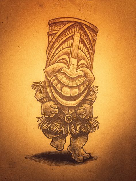 Tiki Artwork, Care Bear Tattoos, Tiki Faces, Tiki Man, Tiki Statues, Tiki Decor, Tiki Totem, Caricature Sketch, Tiki Lounge