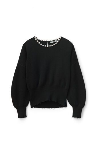 alexanderwang PEARL NECKLACE PULLOVER - Alexander Wang Cozy Luxury, Outfit Png, Monochrome Fashion, Pullover Cardigan, Women's Sweaters, Necklace Black, Sweater Design, Fashion Mode, Korean Outfits