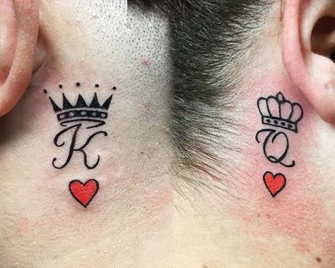 Soulmate Tattoo Ideas Couple, Tattoo Ideas Matching Couple, Small Couple Tattoo Ideas, Couple Finger Tattoo Ideas, Minimalist Couple Tattoo, Couple Tattoos With Meaning, Soulmate Tattoo Ideas, Tattoo Ideas Big, Couple Tattoos King And Queen