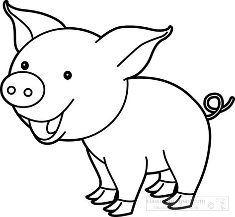 Pig Clipart Black And White, Pig Black And White, Black And White Outline, Pig Clipart, Animal Outline, Pig Painting, Classroom Clipart, Pig Illustration, Clip Art Pictures