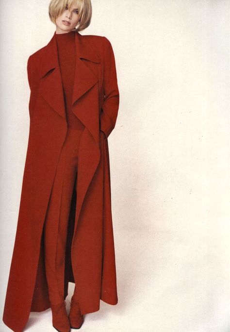 Ellen Tracy 1996 Meghan Douglas, Ellen Tracy, Creative Fashion, Duster Coat, High Neck Dress, Make Up, Models, Clothes