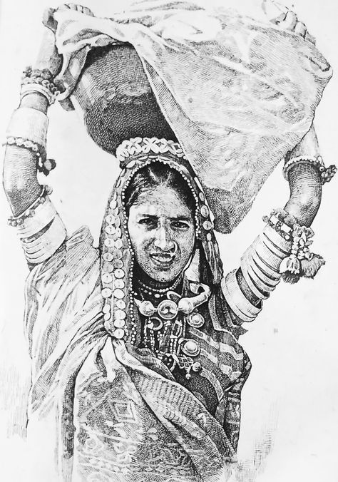 Rajasthani Sketch, Rajasthani Drawing, Sketch Hatching, Lady Sketch, Artwork Reference, Brother And Sister Tattoo Ideas, Micron Pen Art, Sister Tattoo Ideas, Art Competition Ideas