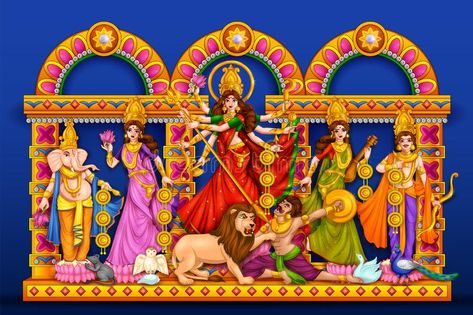 Durga Puja Kolkata, Chocolate Drawing, Durga Photo, Maa Durga Photo, Happy Durga Puja, Durga Painting, Kalamkari Painting, Durga Images, Goddess Durga