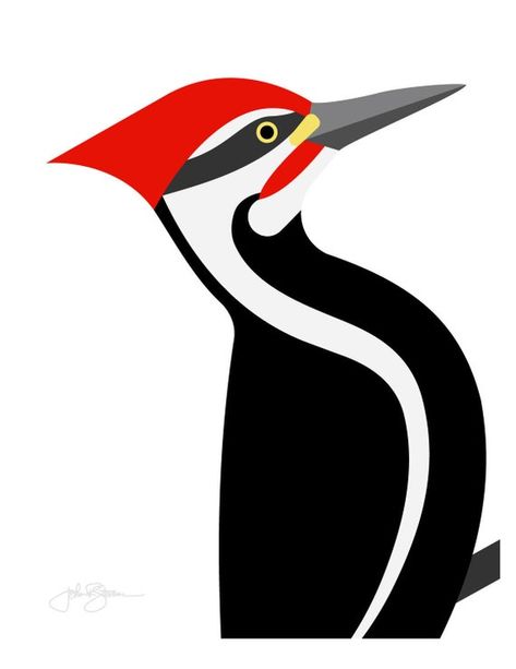 Pileated Woodpecker Vivid Series - Etsy Charley Harper Birds, Wing Tattoo Men, Pileated Woodpecker, Abstract Bird, Bird Illustrations, Polygon Art, Bird Graphic, Bird Quilt, West Art