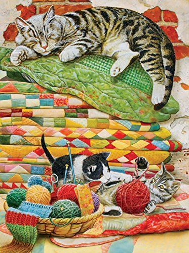 Mama's Sleeping - A 1000 Piece Jigsaw Puzzle Cris Ortega, Sunsout Puzzles, Jigidi Puzzles, Awesome Paintings, Cat Jigsaw Puzzle, Puzzle Pictures, Grant Wood, Cat Puzzle, Diy Cats