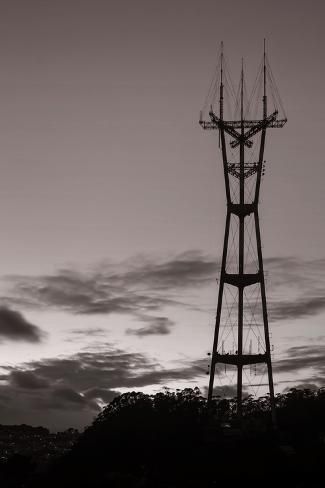 size: 24x16in Photographic Print: Sutro Tower in Black and White Poster by Vincent James : Travel Sutro Tower, Power Tower, Hill City, Star Wars Comics, White Poster, Building Art, Black And White Posters, Space Art, High Quality Art Prints