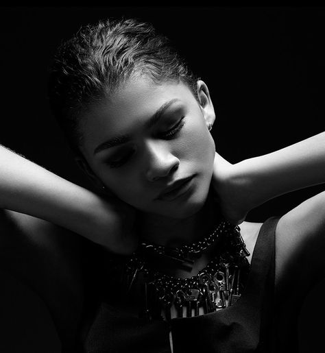 Zendaya gets serious in black and white shot. Zendaya on Hunger Magazine #9 Cover. Photo: Rankin Hunger Magazine, White Photo, A Woman, Magazine, Black And White, White, Black