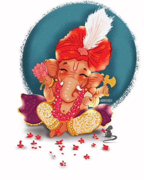 God Illustration, Ganesha Art Illustration, Ganesha Artwork, Egyptian Theme, Ganesha Drawing, Ganesh Art Paintings, Indian Illustration, Easy Doodle, Happy Ganesh