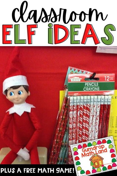 Looking for some classroom elf ideas you can use this December? In this post, I share some of my favorite elf ideas for the classroom, plus a FREE Christmas math game. Elf On The Shelf Math Ideas, Christmas Math Games, Math Stations Kindergarten, Primary Maths Activities, December Lessons, Free Math Games, Mlk Jr, Math Centers Kindergarten, Elf Activities