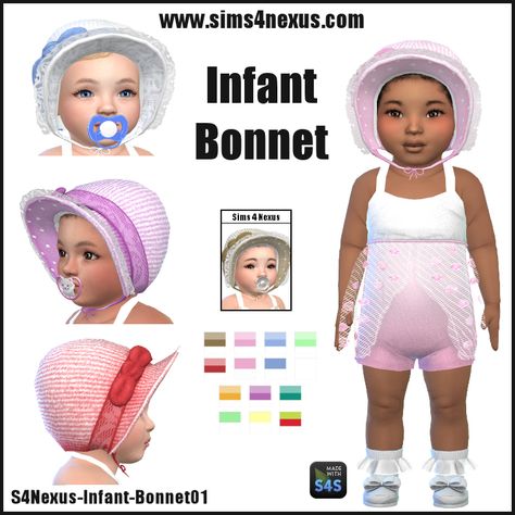 Infant Bonnet Sims 4 Infant Bonnet, Infant Cc, Sims Baby, Sims 4 Studio, Cc Furniture, Sims 4 Children, Sims 4 Expansions, Sparkly Shoes, Sims 4 Toddler