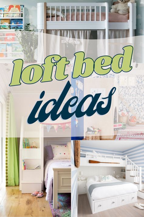 20 brilliant loft bed ideas that are great for rooms with low ceilings Loft Bed With Seating Underneath, Loft Bed 9 Ft Ceiling, Low Loft Ideas, Loft Bed Ideas With Stairs, Built In Loft Beds For Kids, Girls Room With Loft Bed, Bed Fort Ideas, Diy Loft Bed For Teens, Under Loft Bed Ideas Kids