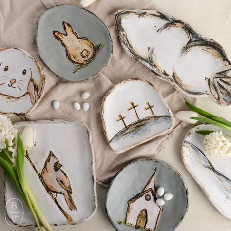 Etta B Pottery for Sale Online Ceramic Easter Ideas, Etta B Pottery, Spring Pottery Ideas, Easter Ceramics Ideas, Pottery Magnets, Easter Pottery Ideas, Easter Ceramics, Pottery Functional, Easter Tableware